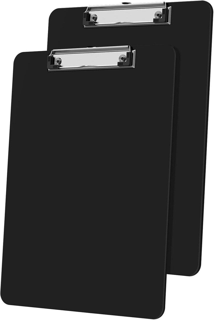 2-Pack Plastic A4 Black Clipboards – 9×12.5 in for School & Office